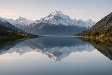 Alpine lake and mountains in New Zealand